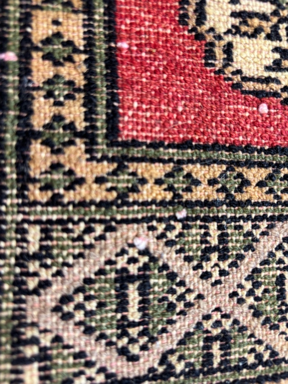 Prayer Rug Handmade Wool Knotted 14 x 11 1/2 - Picture 4 of 4